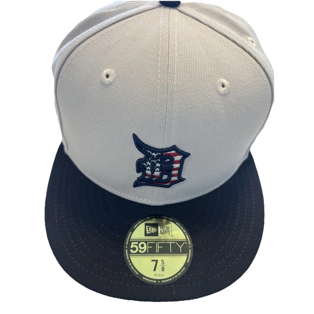 Detroit Tigers Hat New Era 59Fifty Size 7 5/8 July 4th Stars Stripes Patriotic